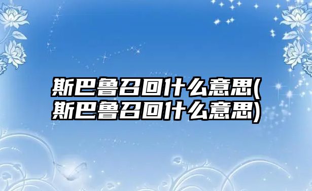 斯巴魯召回什么意思(斯巴魯召回什么意思)