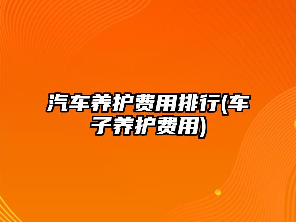汽車養(yǎng)護費用排行(車子養(yǎng)護費用)