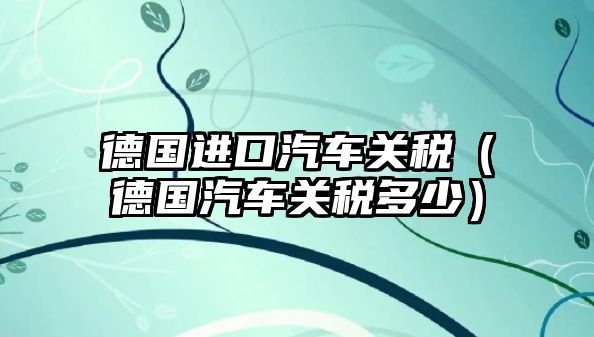 德國進口汽車關稅（德國汽車關稅多少）